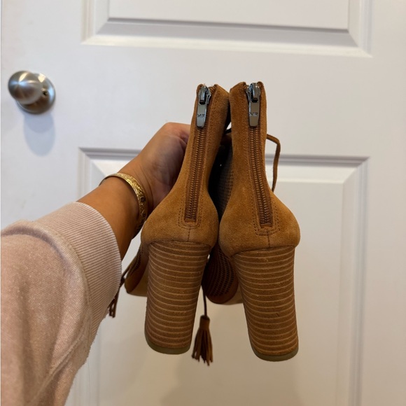 Marc Fisher Brown Lace-Up Peep-Toe Boots - Picture 4 of 5